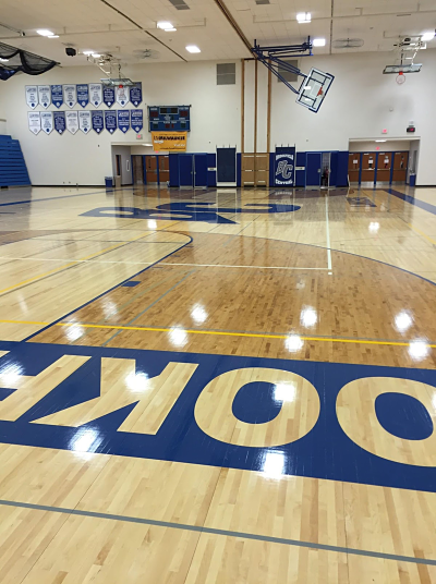 The new gym floor was finished and ready for use in Nov. 2015.