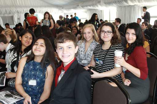 From left to right: Atritra Chakraborty (18), Ravina Sachdev (19), Owen Eppel (19), Maura Barry (19), Maria Farrokhnia (17), Rachel Buechel (18) attend JSA Spring State.