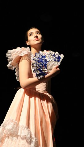 Victoria Lopez (‘18) is pictured above wearing a dress that was inspired by The Swing, which was part of the Western European Art collection. Fashion club member Aritra Chakraborty designed the look.