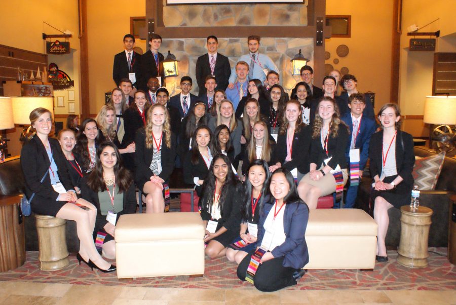 The BC DECA State team pose in their business professional/cocktail attire at the Lake Geneva TimberRidge Resort. 
