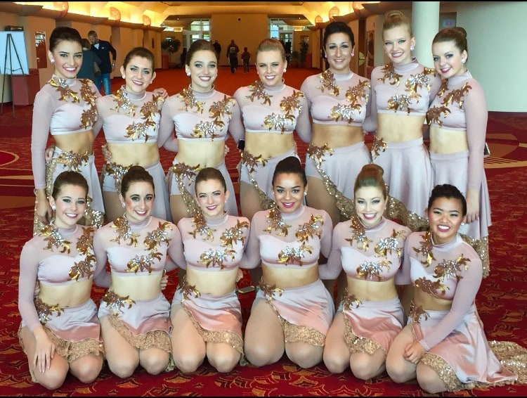 The Brookfield Center for the Arts Senior All-Star dancers pose in full competition attire before competing.