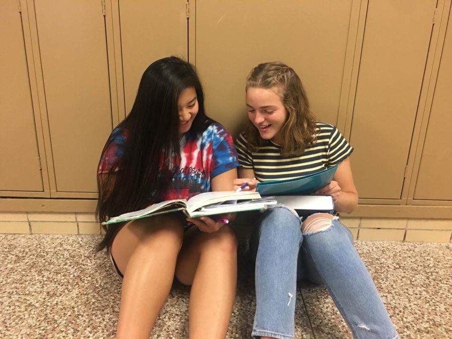 Bella Post (‘20) and Leah Cape (‘20), working on their summer school homework together. 